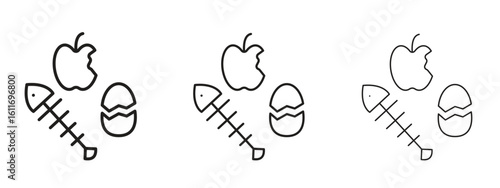 Organic waste icons. Outline or line icon design bundle.