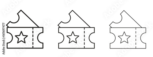 Movie ticket icons. Outline or line icon design bundle.