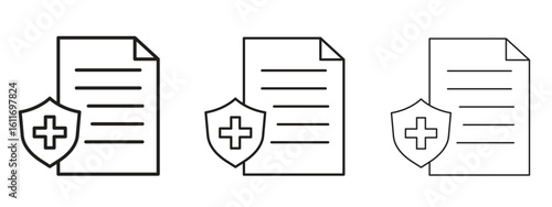 Medical insurance icons. Outline or line icon design bundle.