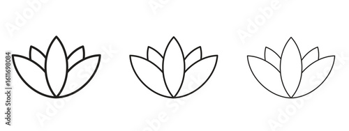 Lotus icons. Outline or line icon design bundle.