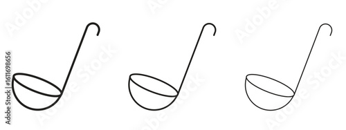 Ladle icons. Outline or line icon design bundle.