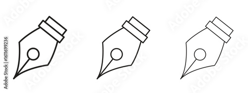 Ink pen icons. Outline or line icon design bundle.