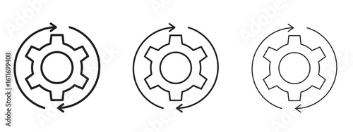 Implementation icons. Outline or line icon design bundle.