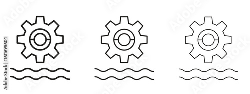 Hydro power icons. Outline or line icon design bundle.