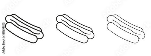 Hot dog icons. Outline or line icon design bundle.