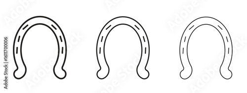 Horseshoe icons. Outline or line icon design bundle.
