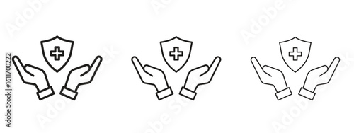 Health insurance icons. Outline or line icon design bundle.