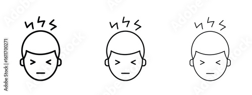 Headache icons. Outline or line icon design bundle.