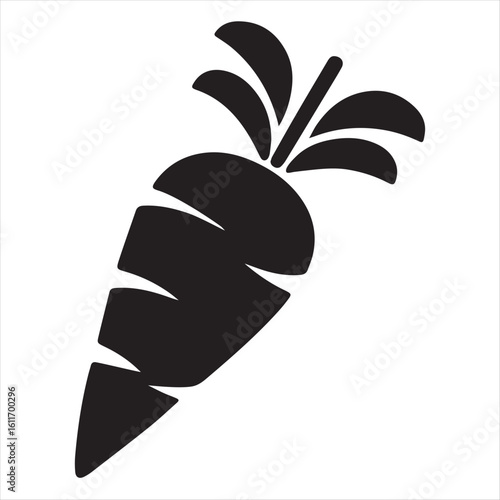 Silhouette Style Vector Minimal Carrot Logo Design – Custom Minimalist Vegetable Logo for Organic Farms, Vegan Brands, Farmers Markets, Eco-Friendly Products, and Healthy Food Businesses