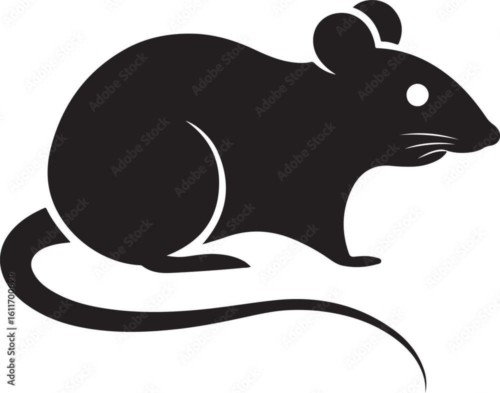 Fototapeta premium Silhouette of a Mouse in Profile Cleverly Designed With Curving Lines a Simple yet Effective Rodent Representation