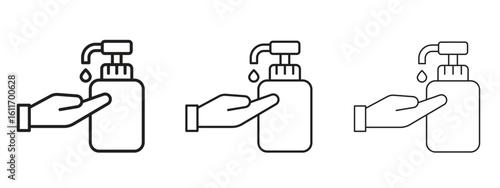 Hand wash icons. Outline or line icon design bundle.