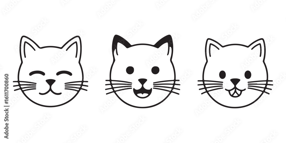 Fototapeta premium Cat Faces Icon Set