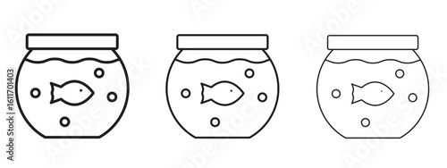 Fish bowl icons. Outline or line icon design bundle.