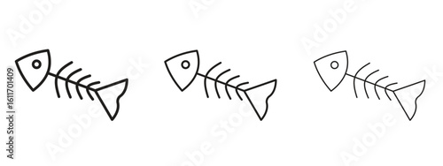 Fishbone icons. Outline or line icon design bundle.