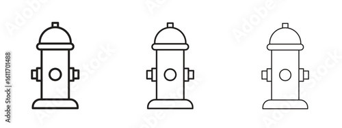 Fire hydrant icons. Outline or line icon design bundle.