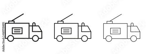 Fire truck icons. Outline or line icon design bundle.