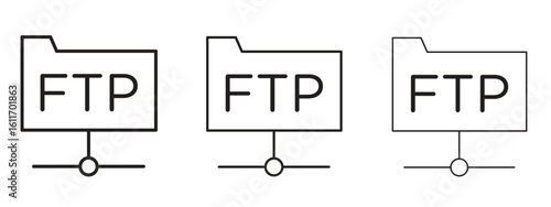 FTP icons. Outline or line icon design bundle.