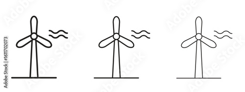 Eolic energy icons. Outline or line icon design bundle.