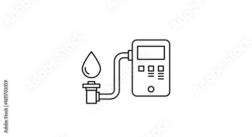 Water meter device with digital display and pipe connection  