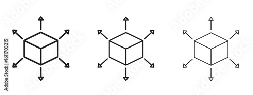 Distribution channel icons. Outline or line icon design bundle.