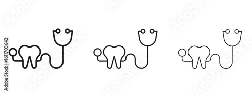Dental care icons. Outline or line icon design bundle.