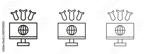 Ddos icons. Outline or line icon design bundle.