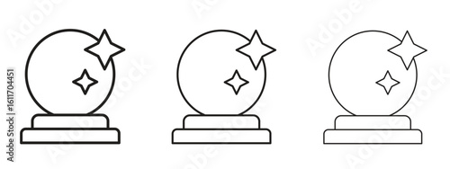 Crystal ball icons. Outline or line icon design bundle.