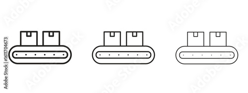 Conveyor belt icons. Outline or line icon design bundle.