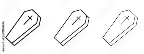 Coffin icons. Outline or line icon design bundle.