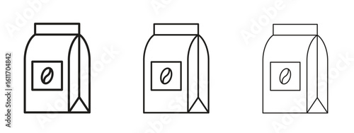 Coffee paper bag icons. Outline or line icon design bundle.