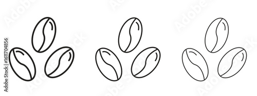 Coffee beans icons. Outline or line icon design bundle.