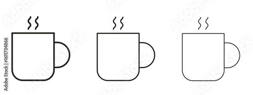 Coffee mug icons. Outline or line icon design bundle.
