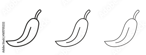 chilli pepper icons. Outline or line icon design bundle.