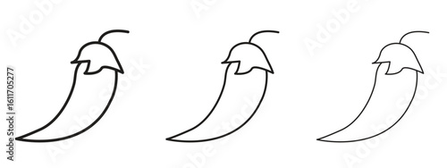 Chili icons. Outline or line icon design bundle.