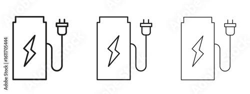 Charging station icons. Outline or line icon design bundle.