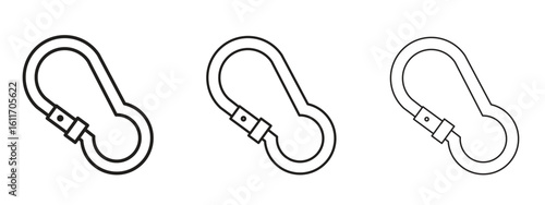 Carabiner icons. Outline or line icon design bundle.