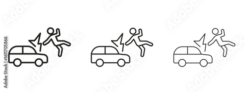 Car accident icons. Outline or line icon design bundle.