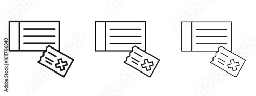 Bounced check icons. Outline or line icon design bundle.