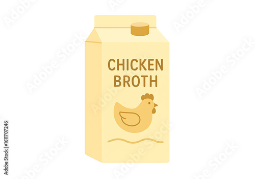 Chicken Broth Stock Carton Isolated White Background Cooking Ingredient