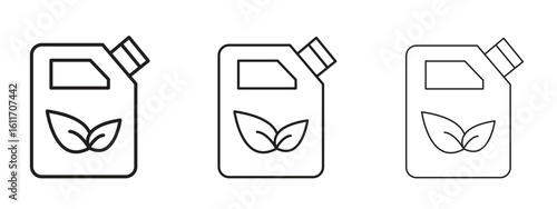 Biofuel canister icons. Outline or line icon design bundle.