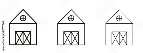 Barn icons. Outline or line icon design bundle.