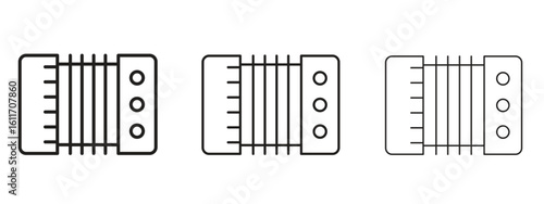 Bandoneon instruments. Outline or line icon design bundle.