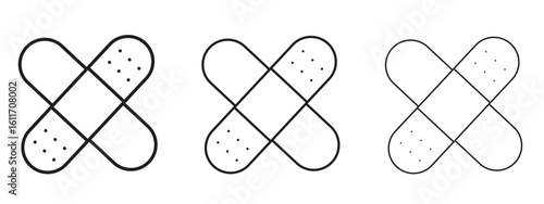 Band aid icons. Outline or line icon design bundle.
