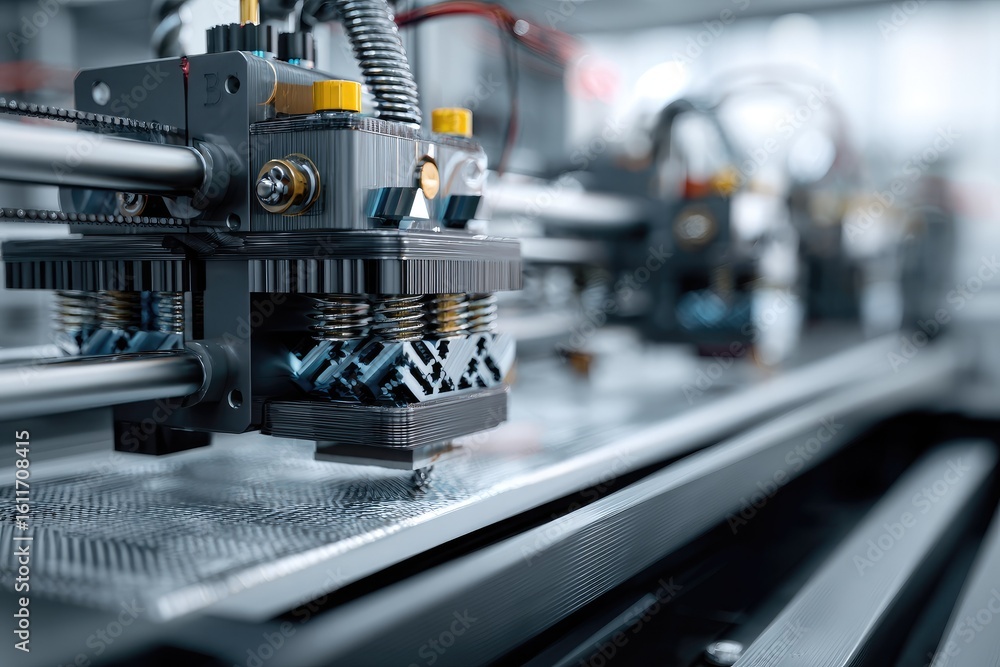 Obraz premium 3D printer nozzle extruding filament onto build plate