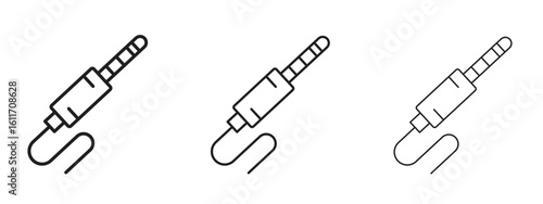 Audio jack icons. Outline or line icon design bundle.