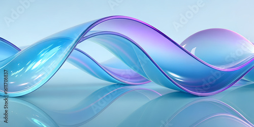 Flowing translucent ribbon abstract blue