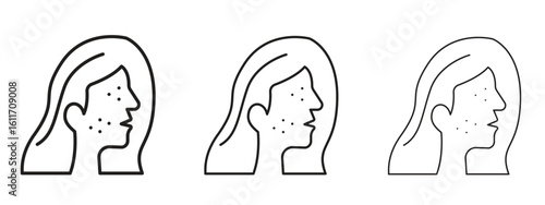 Acne icons. Outline or line icon design bundle.