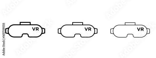 AR headset icons. Outline or line icon design bundle.