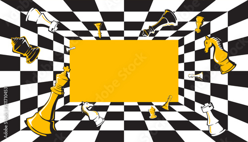 Abstract chess game banner design. Game concept
