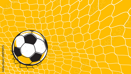 Football or soccer ball goes into the goal. The sport concept.
